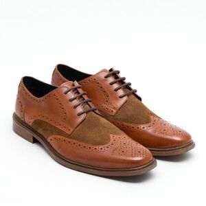 Elegant Two Toned Brown Leather & Suede Oxford Shoes
